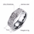 New Stainless Steel White Crystal Zircon Paved Rings